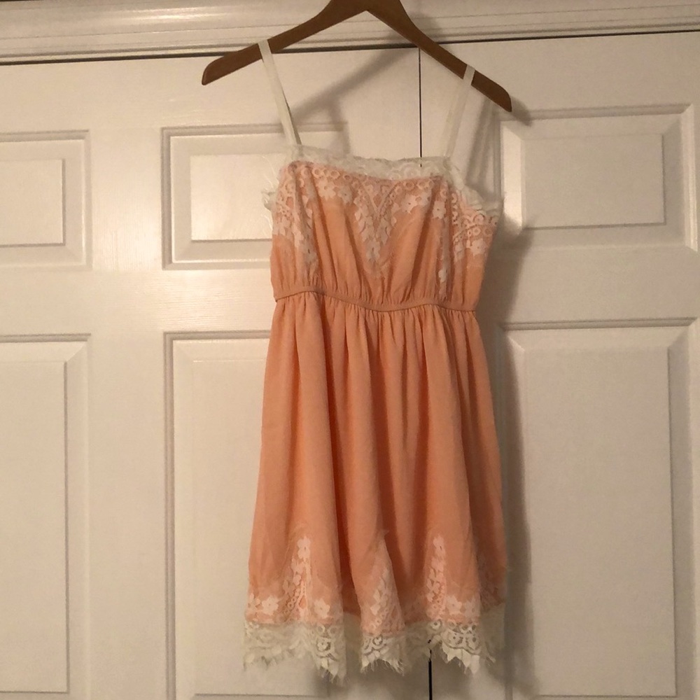 Peach Dress with White Lace